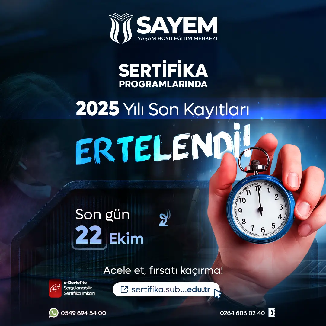 SAYEM Yaşam Boyu Eğitim Merkezi - 22 Ekim Son Kayıtlar