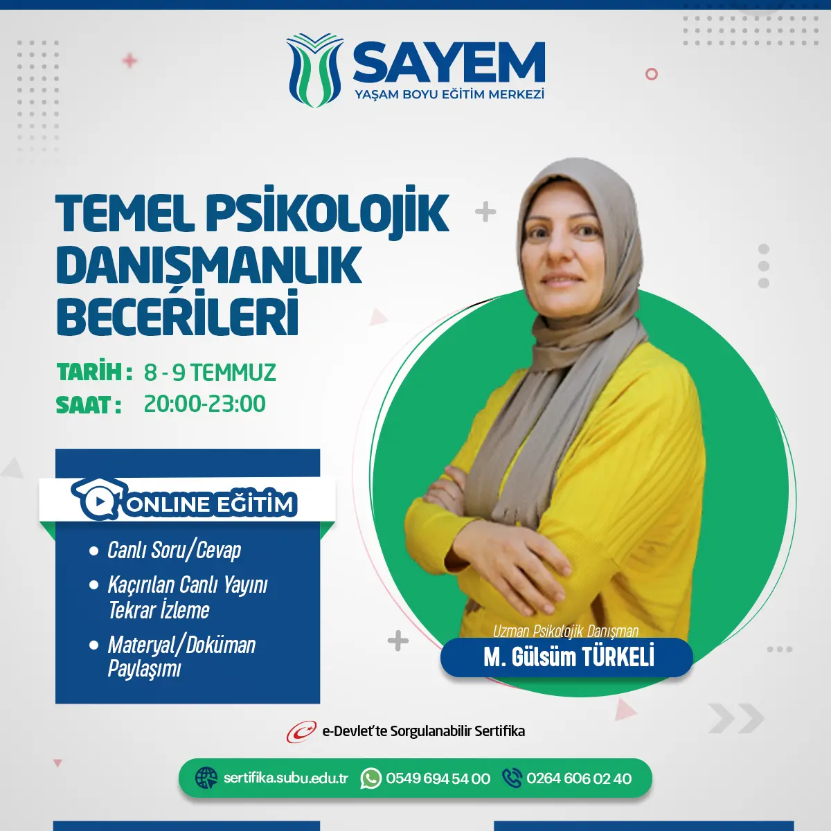 Temel Psikolojik Danışmanlık Becerileri Eğitimi Sertifika Programı