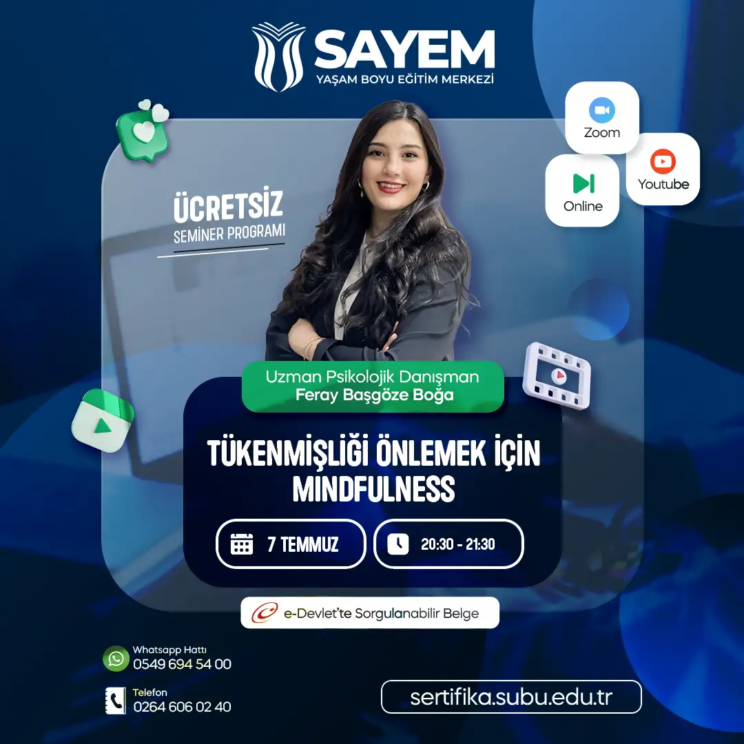 Tükenmişliği Önlemek İçin Mindfulness Ücretsiz Seminer Programı