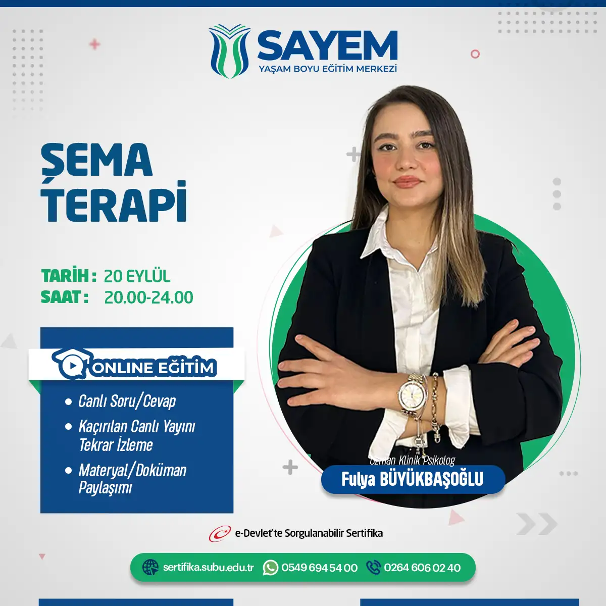 Şema Terapi Sertifika Programı (Canlı)