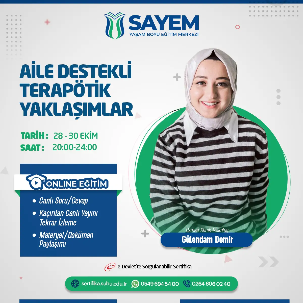 Aile Destekli Terapötik Yaklaşımlar Sertifika Programı (Canlı)
