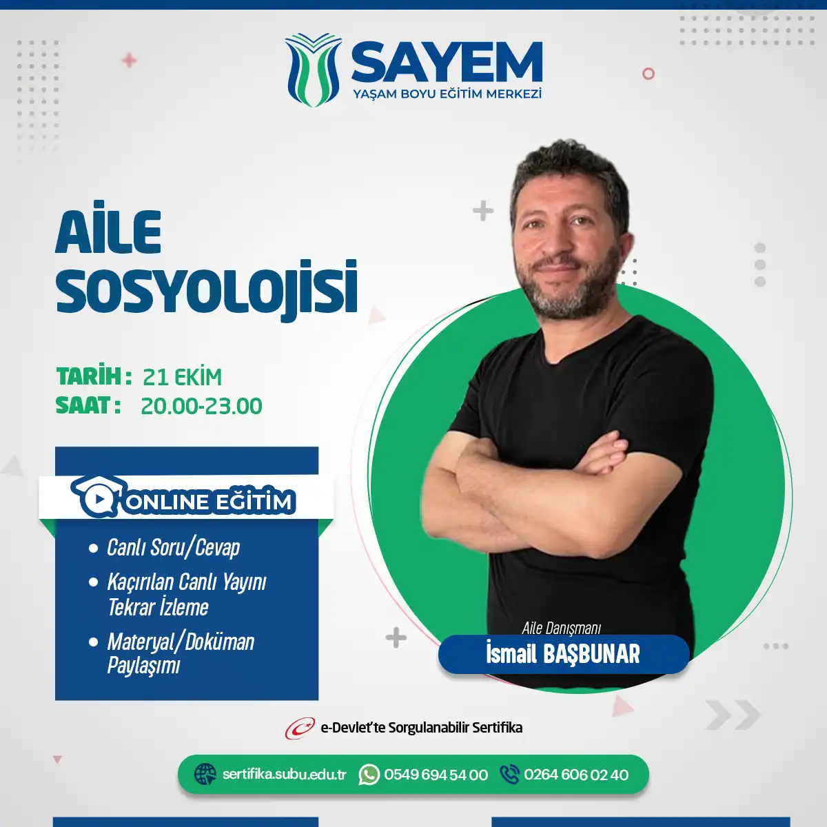 Aile Sosyolojisi Eğitimi Sertifika Programı (CANLI)