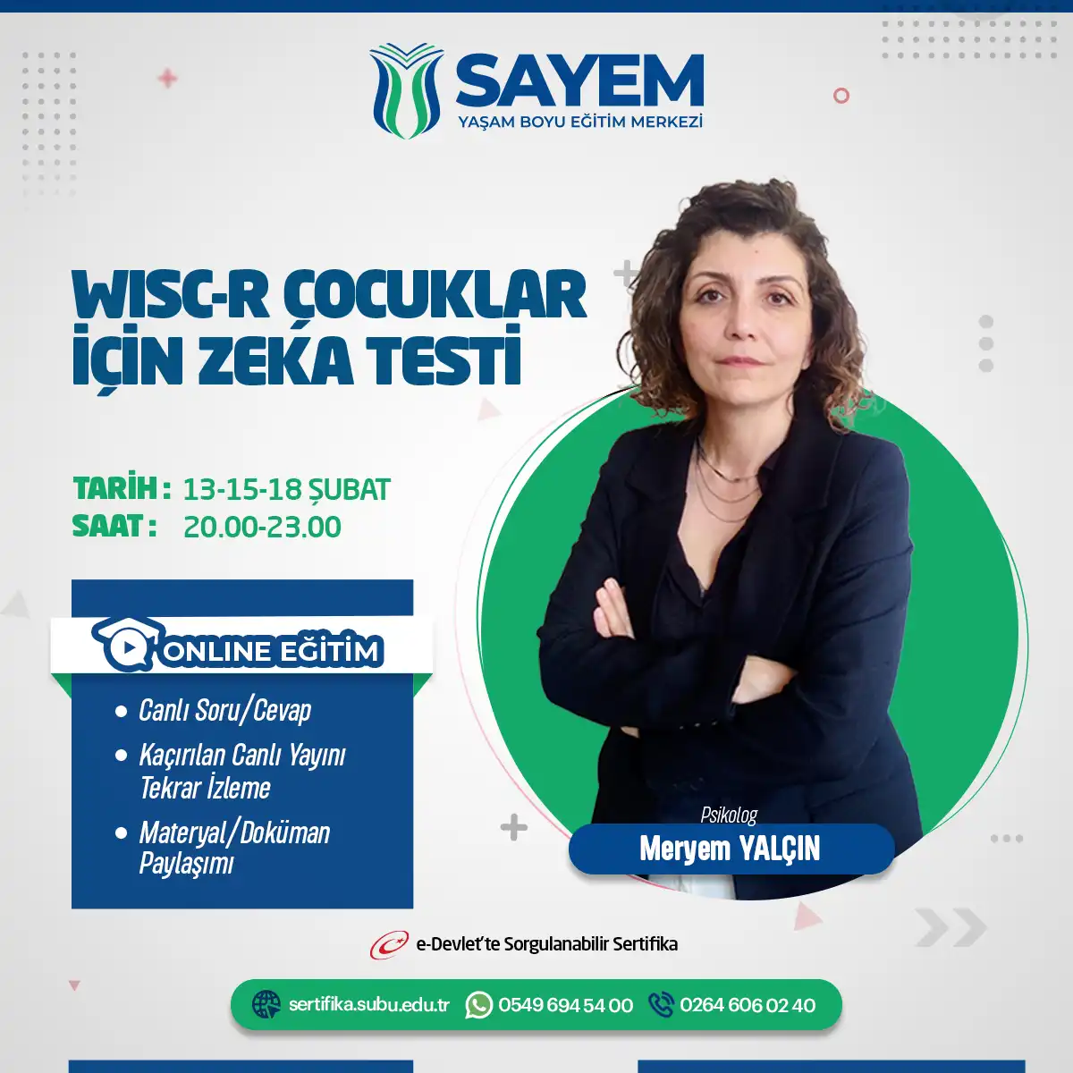 WISC-R Çocuklar için Zeka Testi Eğitimi Sertifika Programı (CANLI)