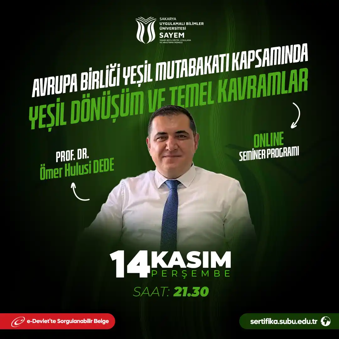 Ücretsiz - Yeşil Dönüşüm ve Temel Kavramlar Seminer Programı