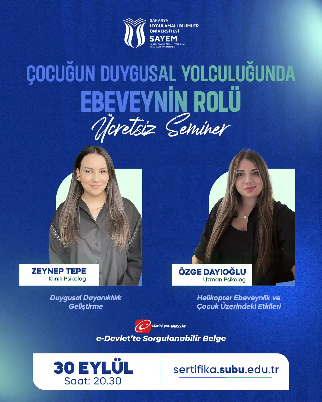 Çocuğun Duygusal Yolculuğunda Ebeveynin Rolü Ücretsiz Seminer Programı