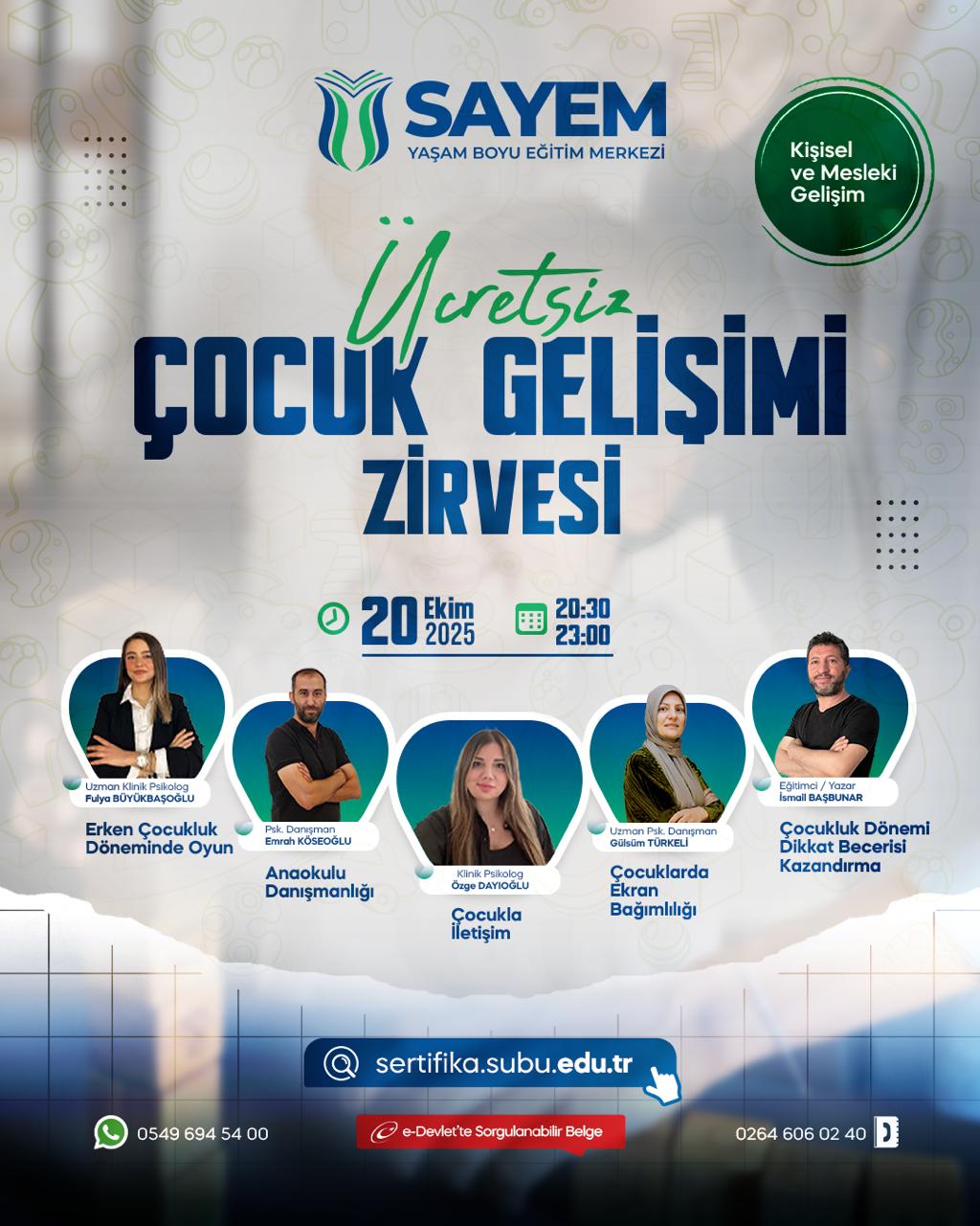 Çocuk Gelişimi Zirvesi Ücretsiz Seminer Programı